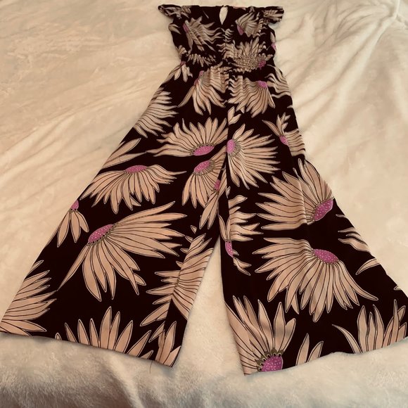 Kate Spade Falling Flower Pattern One Piece Jumper Wide Ankle Size 4 - Picture 3 of 16